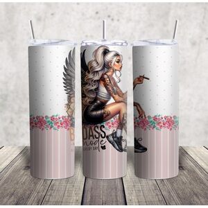 Hand Crafted Floral and Tattoo Art Tumbler